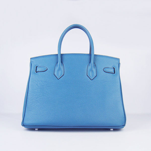 Replica Hermes Birkin 30CM Togo Leather Bag Middle Blue 6088 On Sale - Click Image to Close